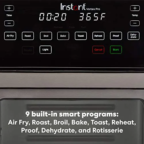 Instant Pot Vortex Pro 9-in-1 Air Fryer, 10 Quart, Air Fry, Roast, Toast, Broil, Bake, Reheat, Dehydrate, Proof & Rotisserie