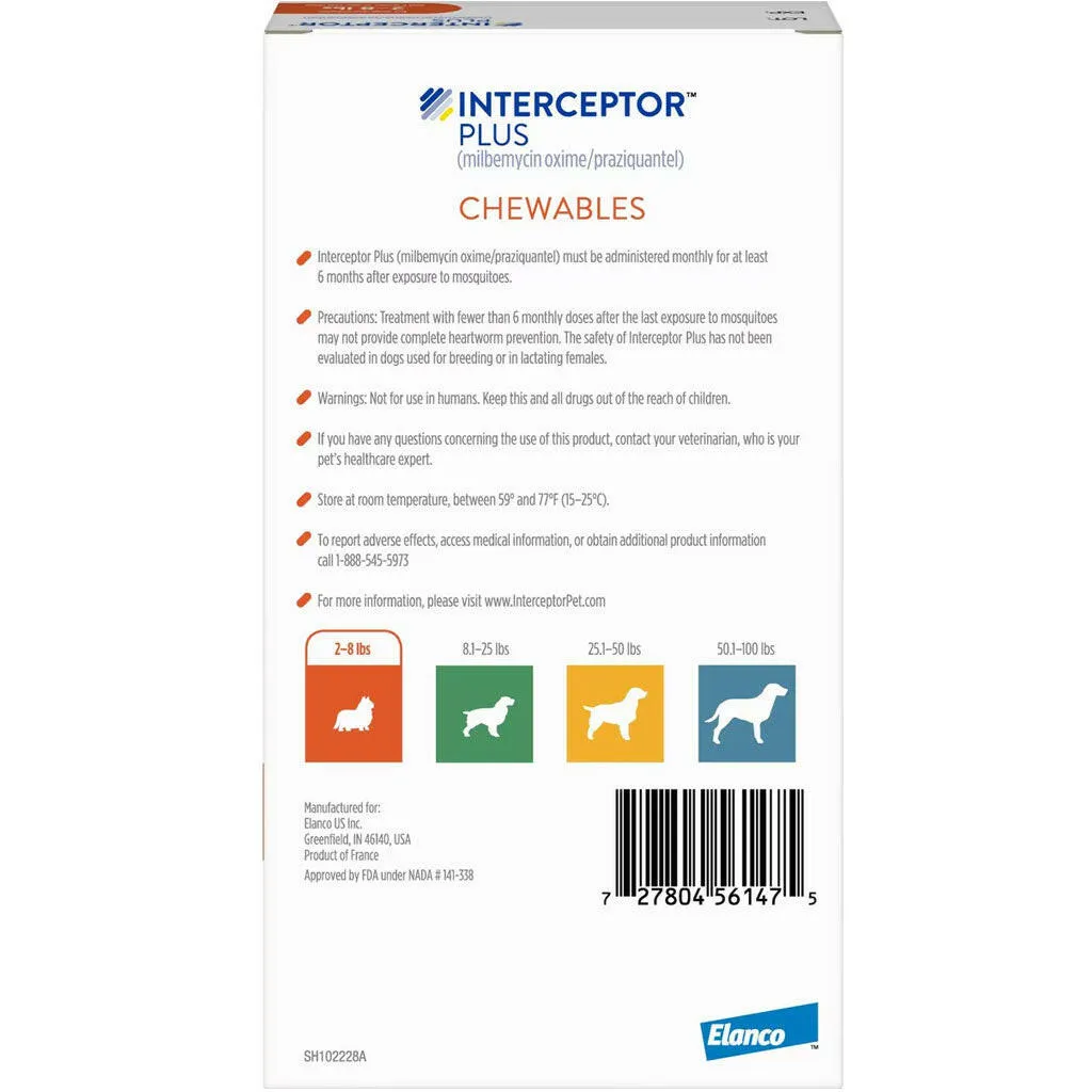 Interceptor Plus Chew for Dogs 2-8 lbs