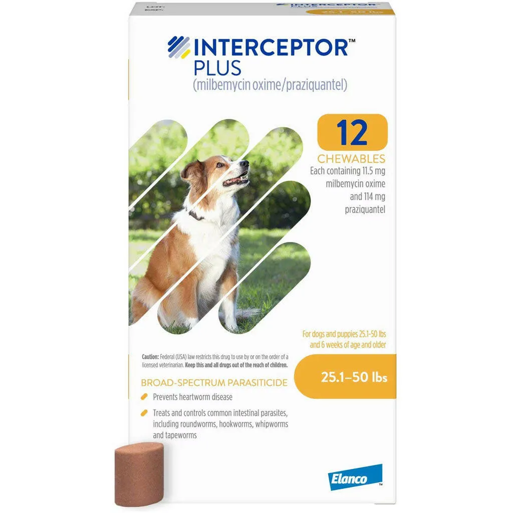 Interceptor Plus Chew for Dogs 25.1-50 lbs