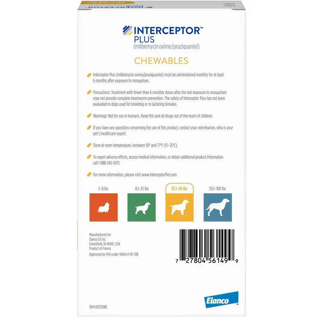 Interceptor Plus Chew for Dogs 25.1-50 lbs