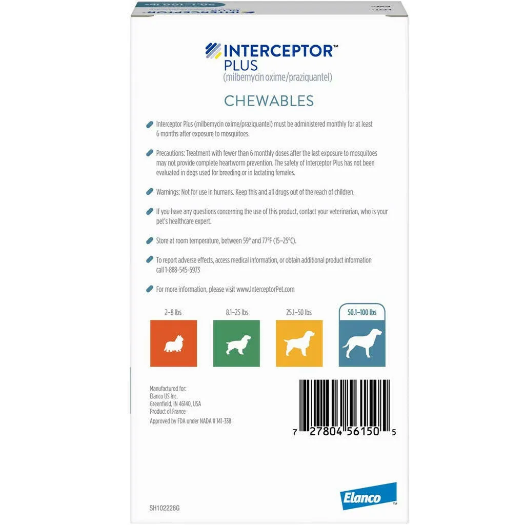 Interceptor Plus Chew for Dogs 50.1-100 lbs