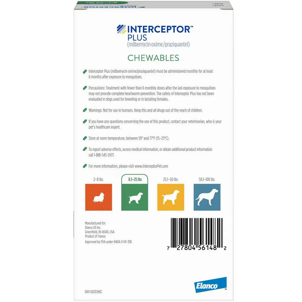 Interceptor Plus Chew for Dogs 8.1-25 lbs