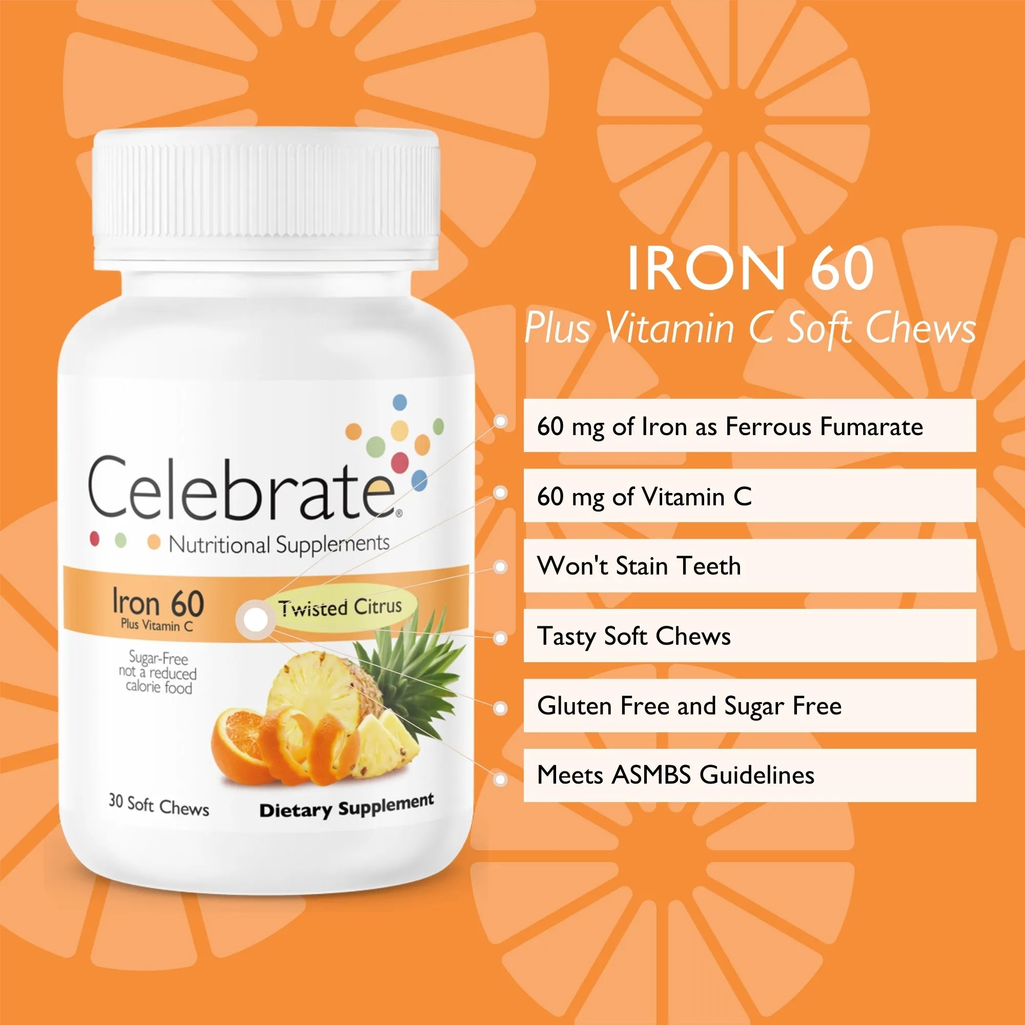 Iron 60 mg    Vitamin C Soft Chews, Twisted Citrus