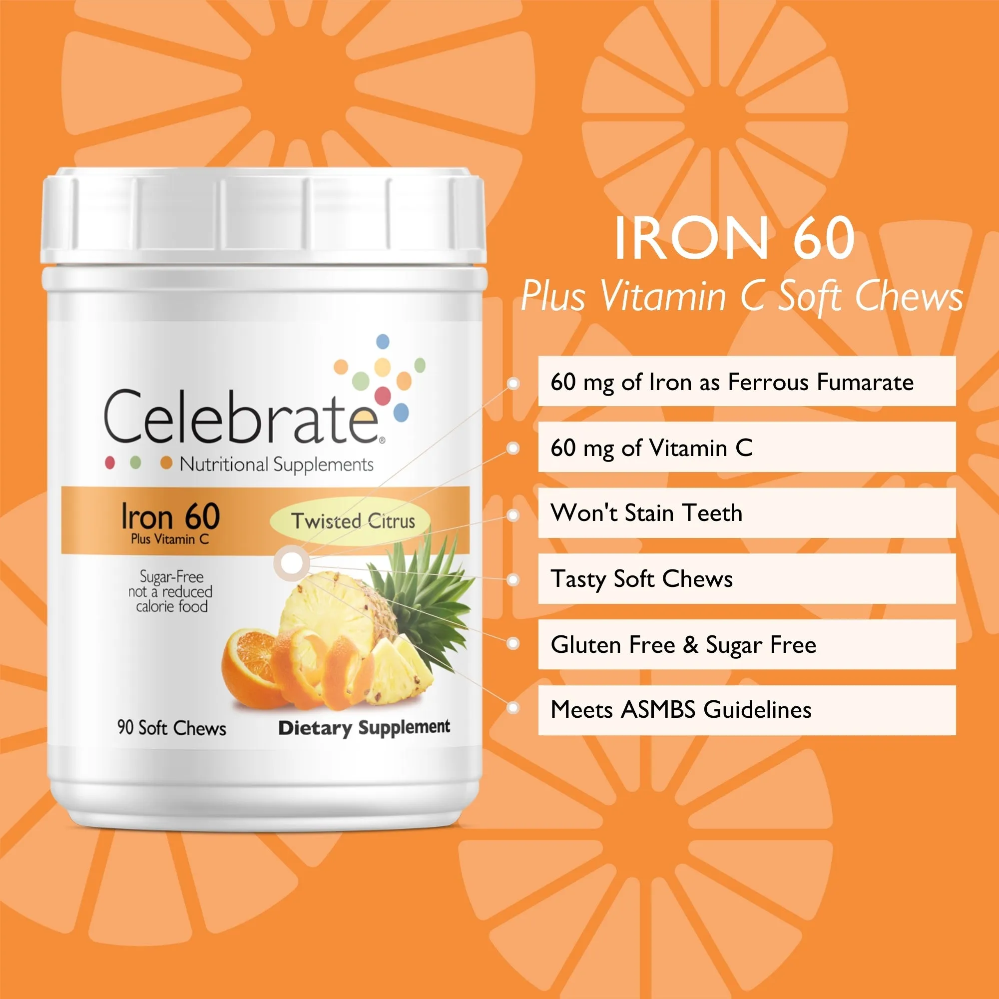 Iron 60 mg    Vitamin C Soft Chews, Twisted Citrus