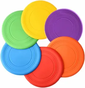 Kids Flying Disc Toy Outdoor Playing Lawn Game Disk Flyer for Kindergarten Teaching Soft Silicone Colorful 6 Pack Bulk Set