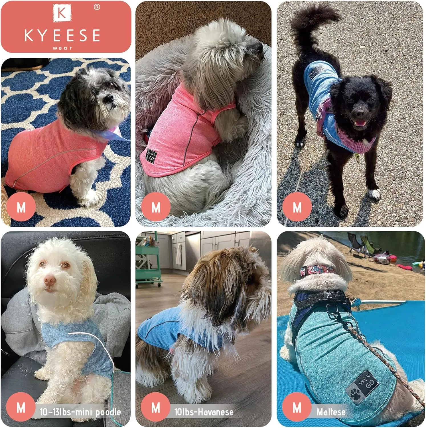 KYEESE Dog Shirts Quick Dry Reflective Lightweight Soft T-Shirt Tank Top Breathable Sleeveless Vest Stretchy Dog Apparel