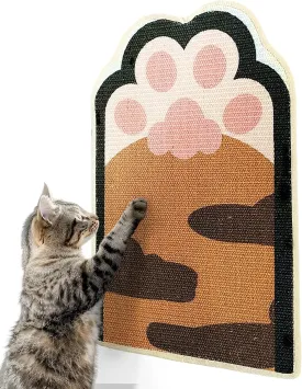 Lukamoo Cat Scratching Pad, Wall Mounted Scratcher for Indoor Cats (Orange Tabby, Medium (24'' x 16''))
