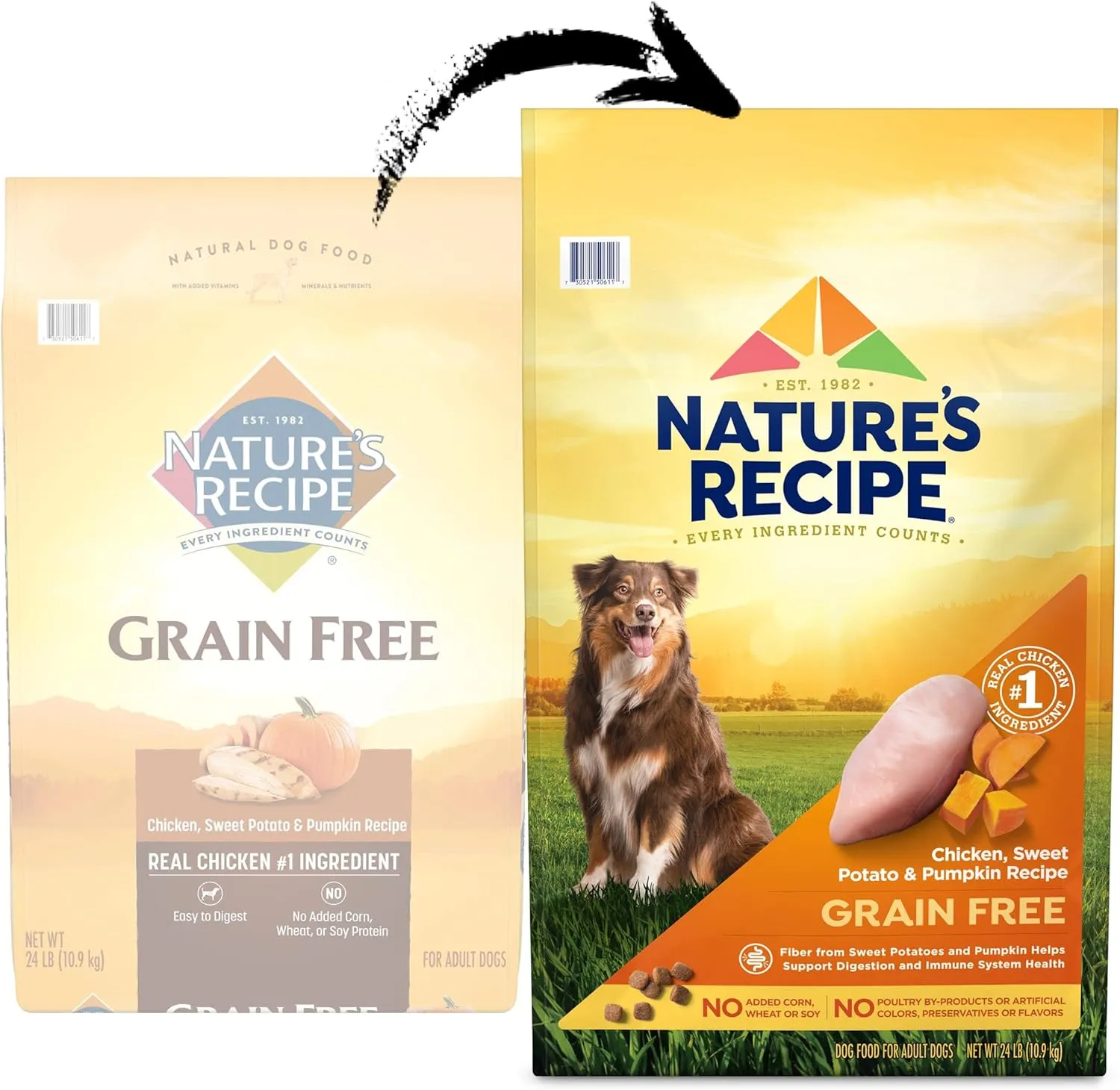 Natures Recipe Grain Free Chicken, Sweet Potato & Pumpkin Recipe Dry Dog Food, 24 lb. Bag