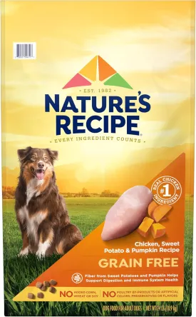Natures Recipe Grain Free Chicken, Sweet Potato & Pumpkin Recipe Dry Dog Food, 24 lb. Bag