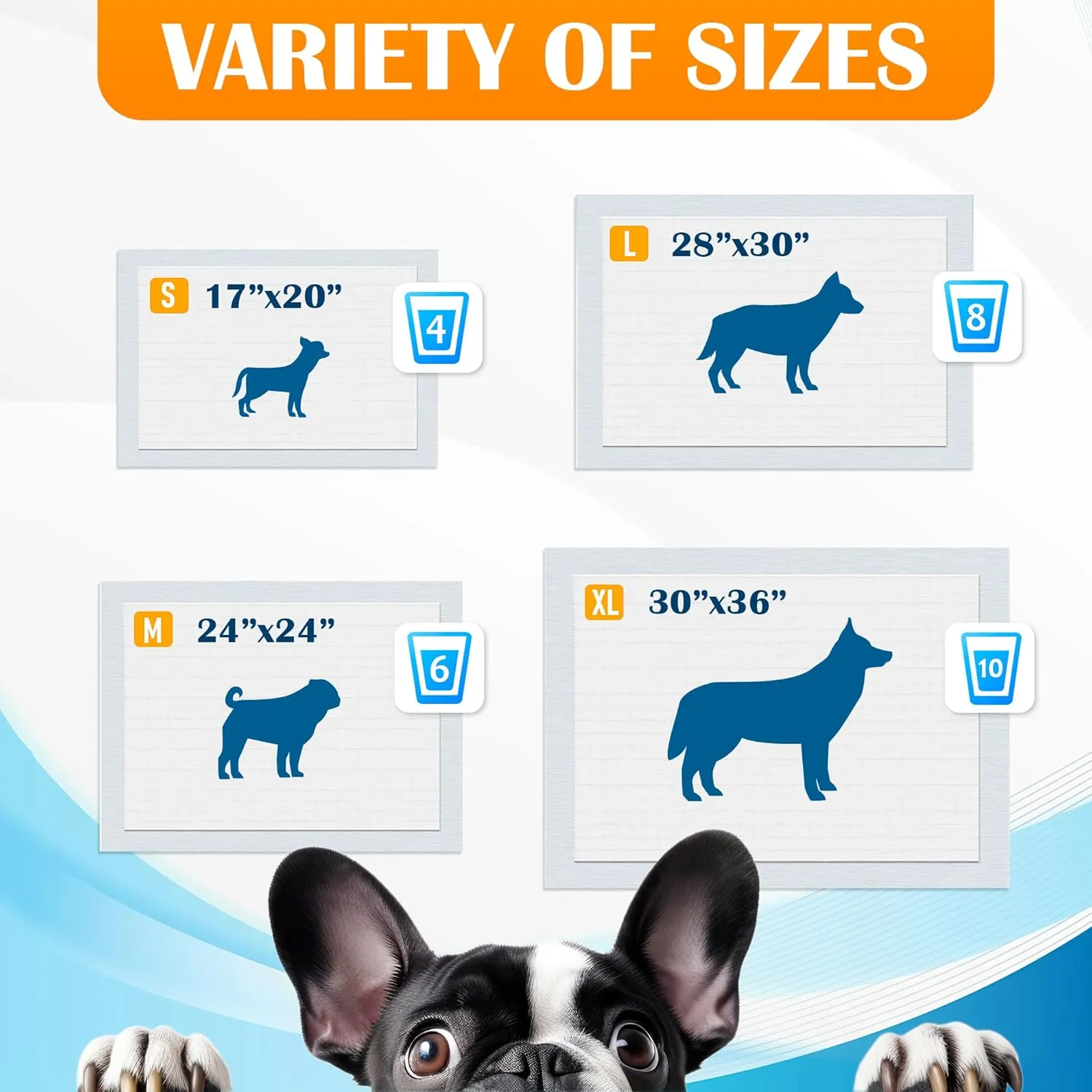 Paws & Claws Premium Dog Pee Pads, Small 17"x20", 50 Count  6-Layer Leak-Proof Design, Holds 4 Cups, Super Absorbent & Quick Drying, Ideal for Small Dogs, Puppies & Senior Pets