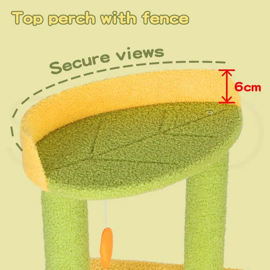 PaWz Cat Tree Two-Levels - Green 100cm