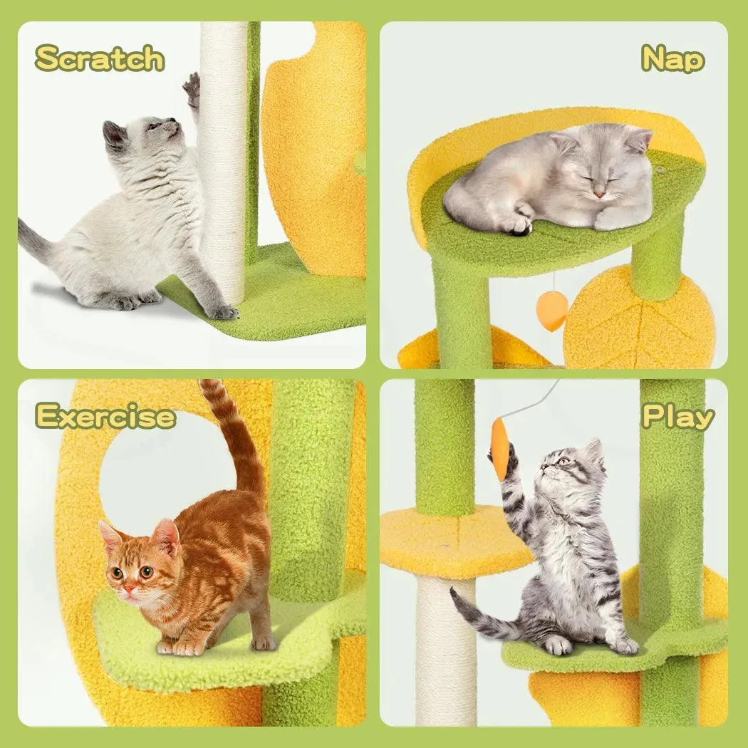 PaWz Cat Tree Two-Levels - Green 100cm