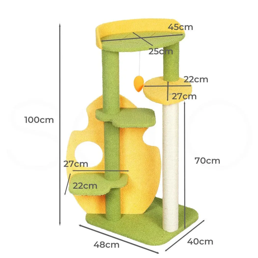 PaWz Cat Tree Two-Levels - Green 100cm