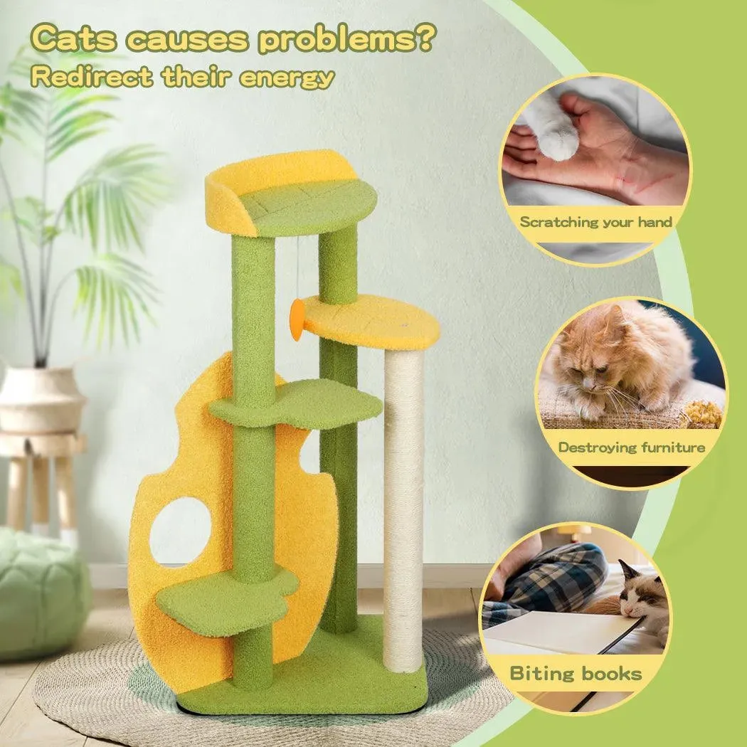 PaWz Cat Tree Two-Levels - Green 100cm