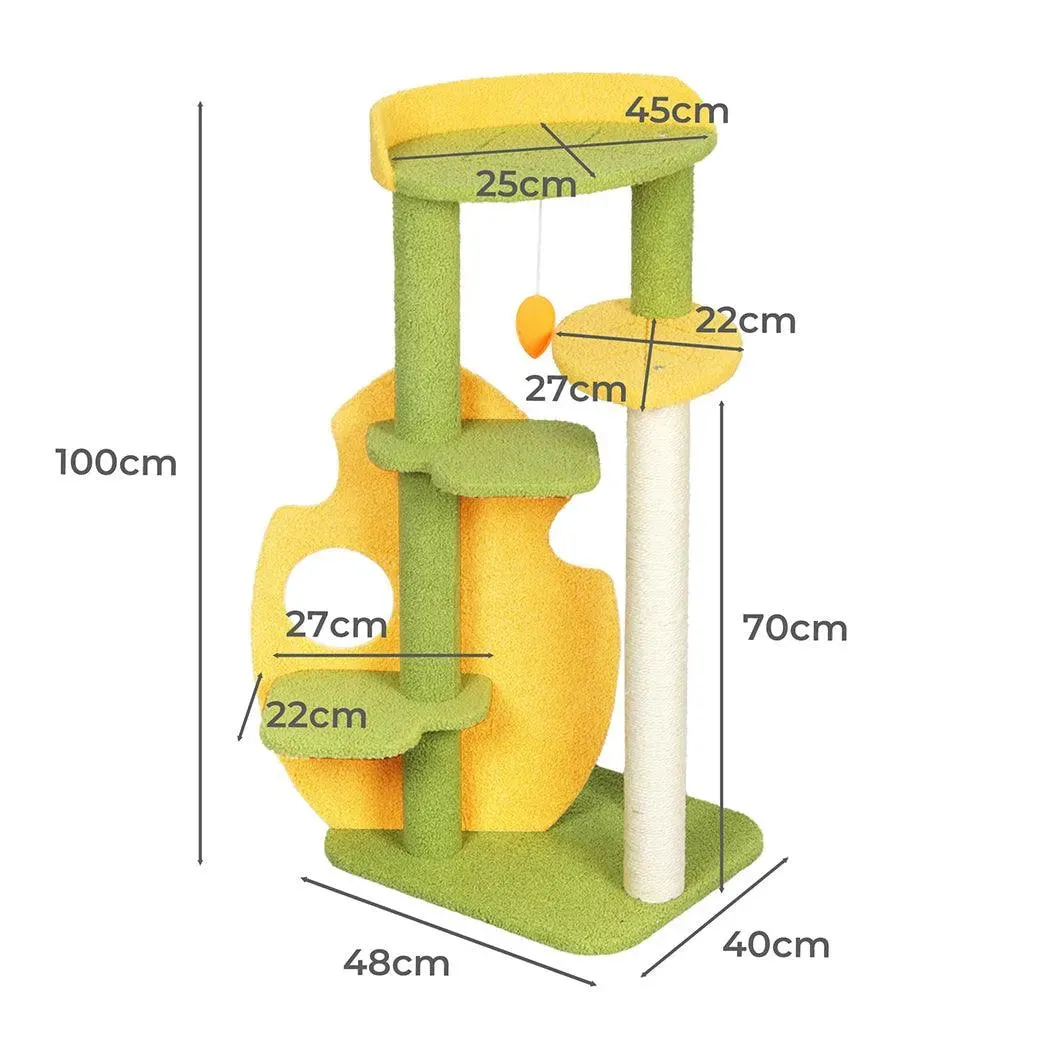 PaWz Cat Tree Two-Levels - Green 100cm