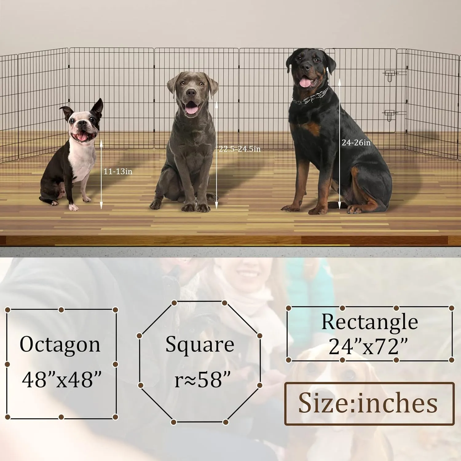 Pet Playpen Dog Pen Foldable Dog Exercise Fence 8 Panels 30 Inch Kennels Pet Playpen Options Ideal for Pet Medium Animals Outdoor Indoor
