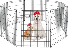 Pet Playpen Dog Pen Foldable Dog Exercise Fence 8 Panels 30 Inch Kennels Pet Playpen Options Ideal for Pet Medium Animals Outdoor Indoor