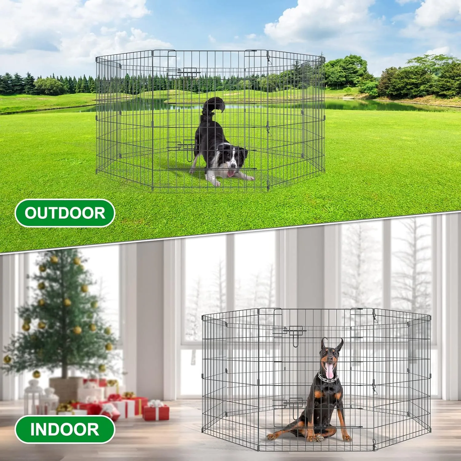 Pet Playpen Dog Pen Foldable Dog Exercise Fence 8 Panels 30 Inch Kennels Pet Playpen Options Ideal for Pet Medium Animals Outdoor Indoor