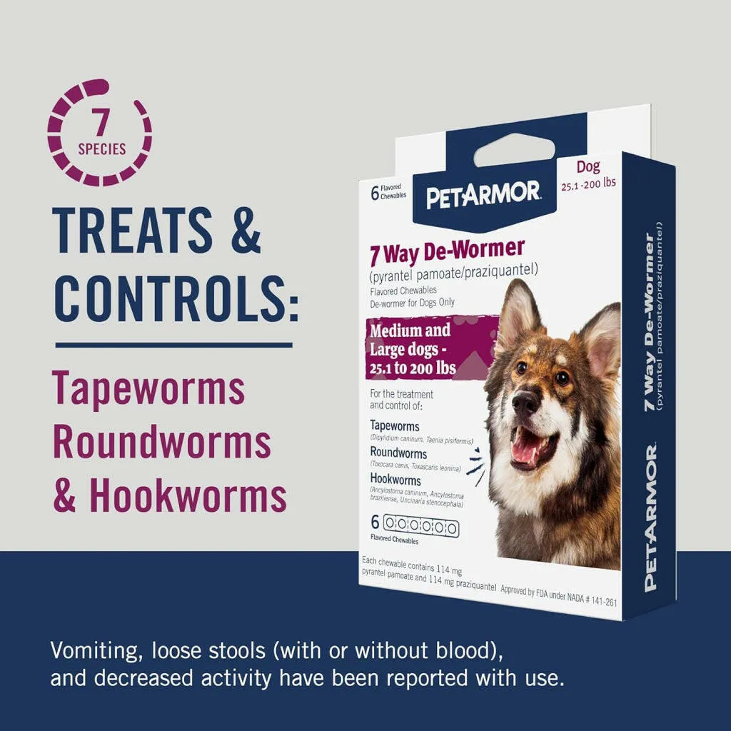 PetArmor 7 Way De-Wormer for Medium & Large Dogs 6 ct