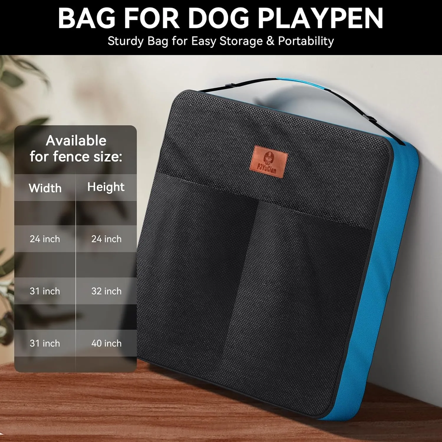 PJYuCien Dog Playpen Plus Storage Bag for Camping, 24" H Portable Dog Pen with Extra Hard Bottom Heavy Duty Puppy Playpen for Puppies/Small Dogs, 8 Panels