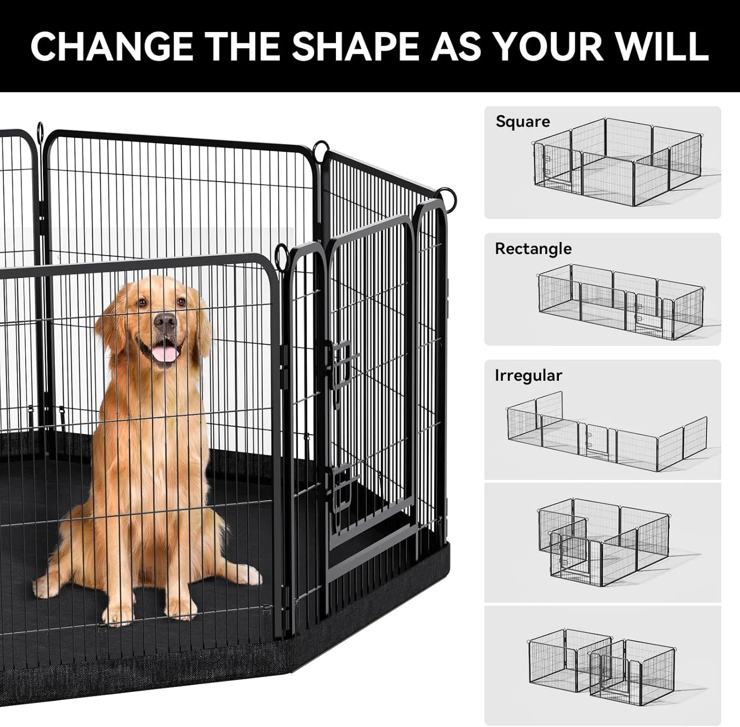 PJYuCien Dog Playpen Plus Storage Bag for Camping, 24" H Portable Dog Pen with Extra Hard Bottom Heavy Duty Puppy Playpen for Puppies/Small Dogs, 8 Panels