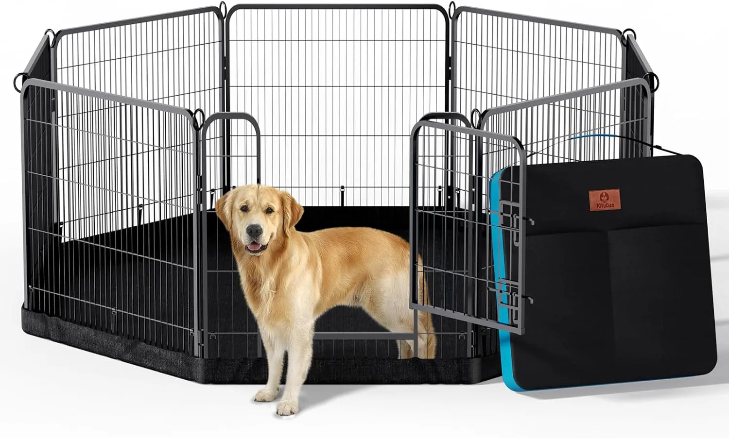 PJYuCien Dog Playpen Plus Storage Bag for Camping, 24" H Portable Dog Pen with Extra Hard Bottom Heavy Duty Puppy Playpen for Puppies/Small Dogs, 8 Panels