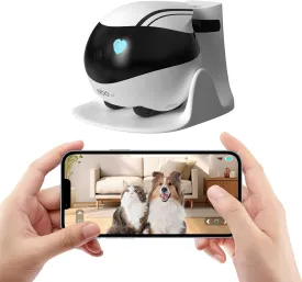 Rocon Ebo AIR Pet Robot Camera, 2 Way Talk, Night Vision, App Remote Control, Indoor Security Camera, Movable Cam for Dog/Cat/Baby, SD Card