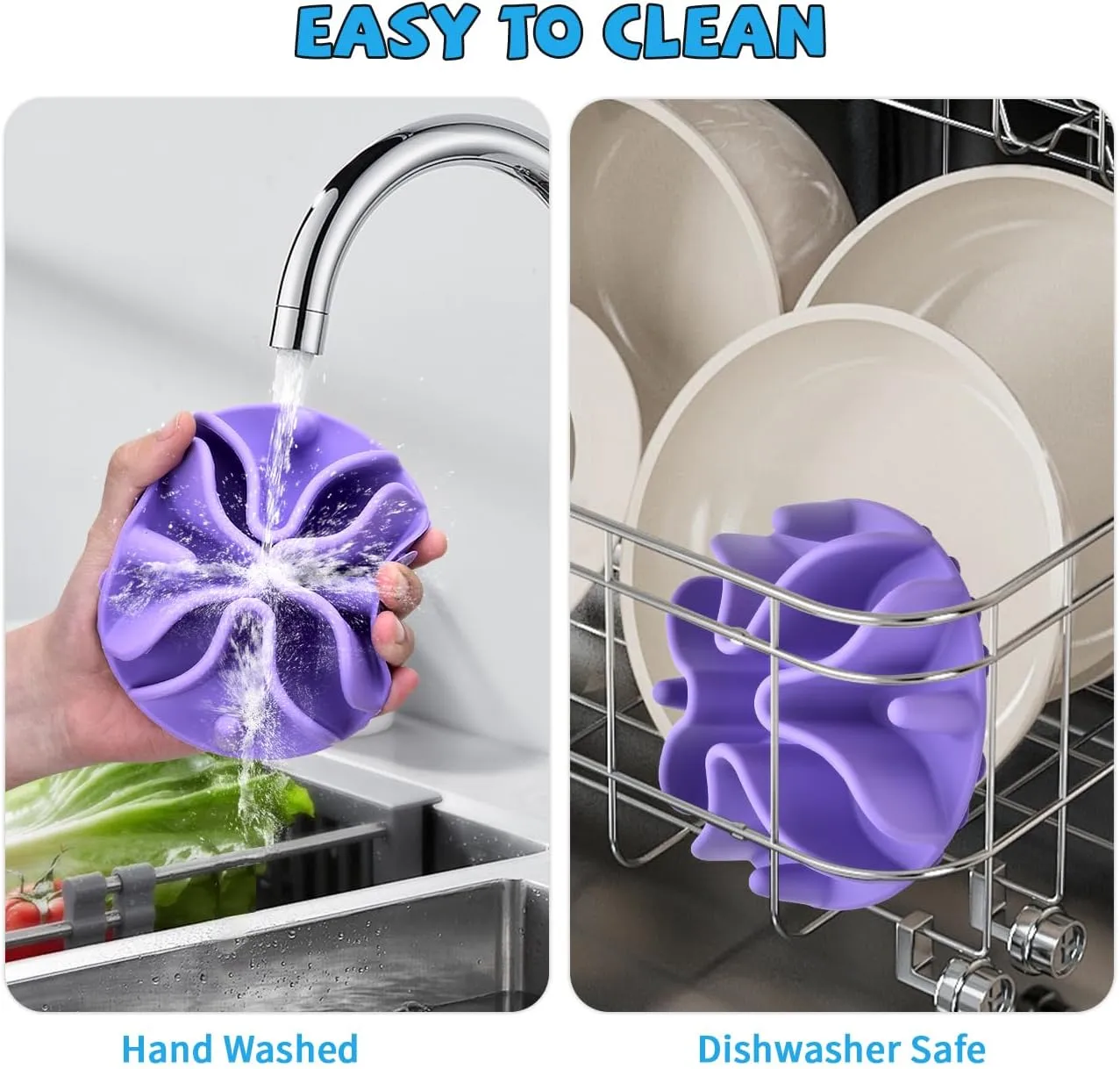 Slow Feeder Dog Bowls Insert, Silicone Slow Feeder Bowl with Strong Suction Cups Perfect for Stainless Steel Glass Ceramic Dog Bowls (Purple, Small Size)
