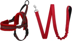 SlowTon No Pull Small Dog Harness and Leash Set, Puppy Soft Vest Harness Neck & Chest Adjustable, Reflective Lightweight Harness & Anti-Twist Pet Lead Combo for Small Medium Dogs (Red, S)