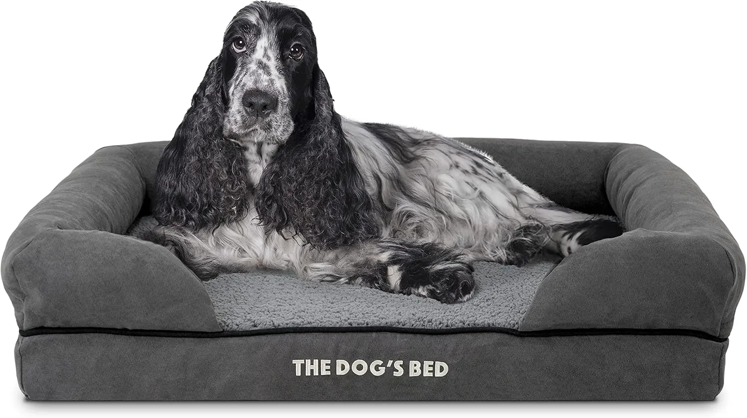 The Dogs Bed, Medium Grey Plush Memory Foam, Pain Relief: Arthritis, Hip & Elbow Dysplasia, Post Surgery, Lameness, Supportive, Calming, Washable Cover, Veterinary Approved