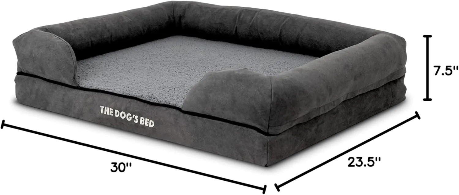 The Dogs Bed, Medium Grey Plush Memory Foam, Pain Relief: Arthritis, Hip & Elbow Dysplasia, Post Surgery, Lameness, Supportive, Calming, Washable Cover, Veterinary Approved