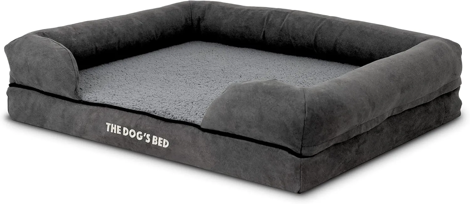 The Dogs Bed, Medium Grey Plush Memory Foam, Pain Relief: Arthritis, Hip & Elbow Dysplasia, Post Surgery, Lameness, Supportive, Calming, Washable Cover, Veterinary Approved