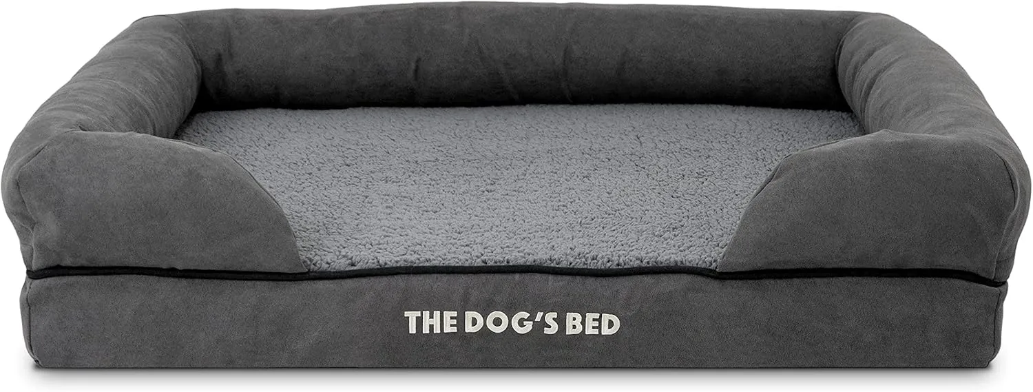 The Dogs Bed, Medium Grey Plush Memory Foam, Pain Relief: Arthritis, Hip & Elbow Dysplasia, Post Surgery, Lameness, Supportive, Calming, Washable Cover, Veterinary Approved