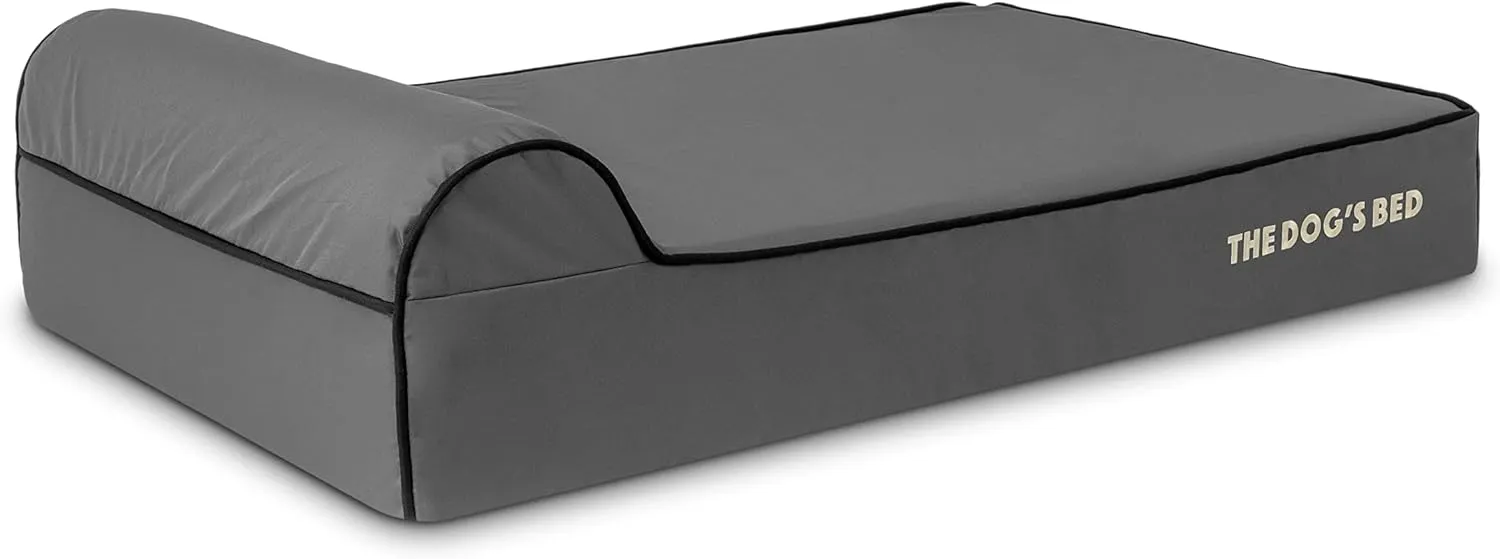 The Dogs Bed Orthopedic Headrest Dog Bed Large Grey/Black 40x25, Memory Foam, Pain Relief: Arthritis, Hip & Elbow Dysplasia, Post Surgery, Lameness, Veterinary Approved, Waterproof Washable Cover