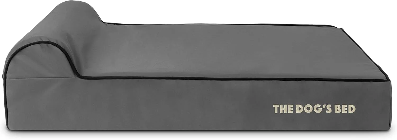 The Dogs Bed Orthopedic Headrest Dog Bed Large Grey/Black 40x25, Memory Foam, Pain Relief: Arthritis, Hip & Elbow Dysplasia, Post Surgery, Lameness, Veterinary Approved, Waterproof Washable Cover