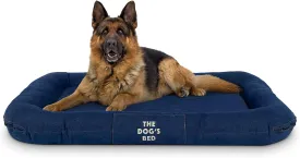 The Dog's Bed Utility Waterproof Dog Beds, XL Durable Blue Denim Fabric, YKK Zippers, Washable Reversible Cover, For Home, Car, Crate & Yard, Puppy & All Pet Comfort
