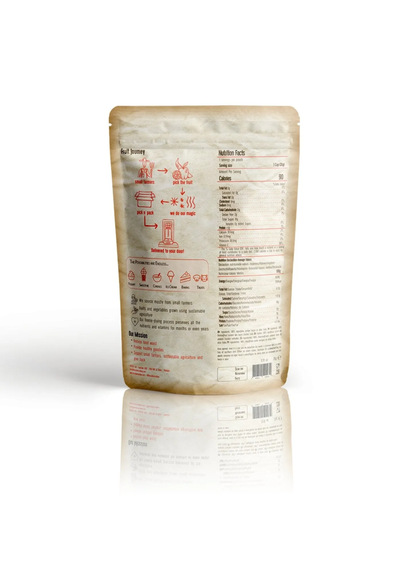 The Rotten Fruit Box Freeze Dried Apple Snack Pouch