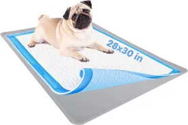 TidyFriend Pee Pad Holder Tray 28 x 30 Inches, Silicone Dog Potty Tray, Easy to Clean No Spill Dog Potty Training Pad Holder (Light Grey)