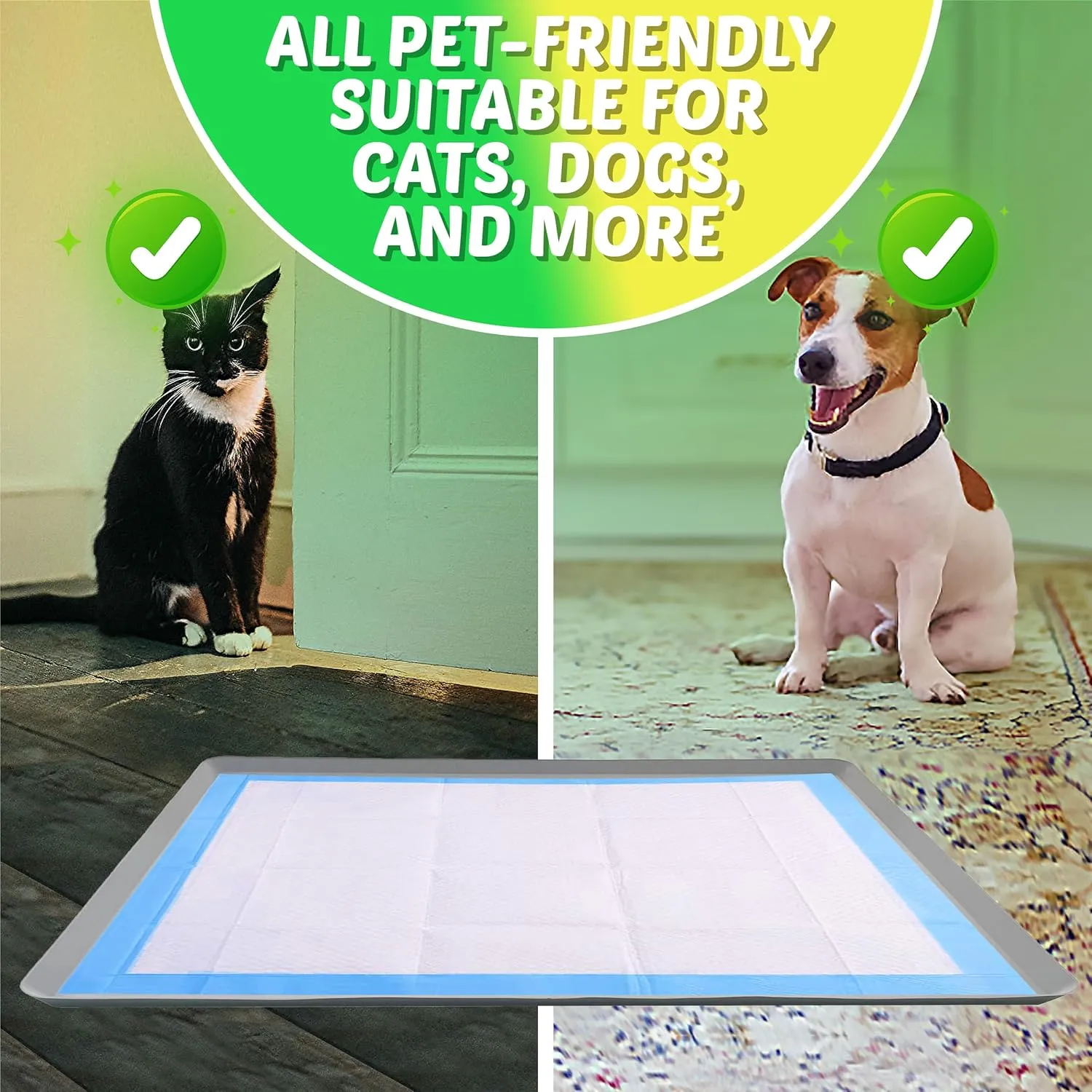 TidyFriend Pee Pad Holder Tray 28 x 30 Inches, Silicone Dog Potty Tray, Easy to Clean No Spill Dog Potty Training Pad Holder (Light Grey)