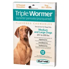 Triple Wormer Tablets for Medium and Large Dogs 25.1-200 lbs