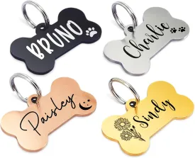 Ultra Joys Personalized Dog Tags for Pets - Durable Stainless Steel Customizable Dog Cat ID Tags - Dog Tags for Safety Optional Engraved on Both Sides -Birth Flower Dog Tag Small, Silver