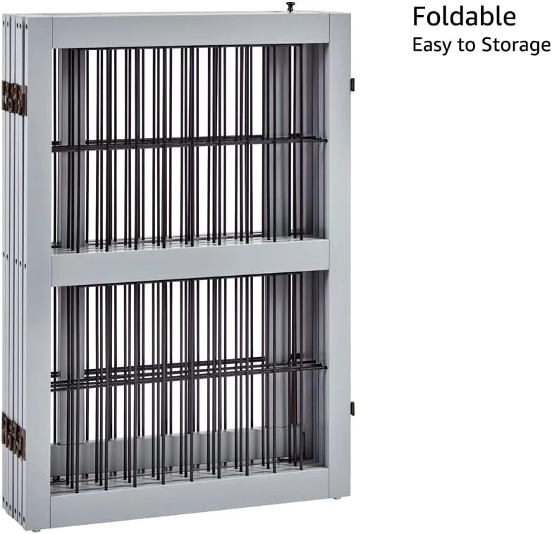 unipaws 132" Extra Wide Dog Gate and Pet Playpen, Free Standing Tall Dog Fence with Walk Through Door, Dog Barriers for Home, Use as Indoor Dogs Cats Pen, Rabbit Pen, Grey