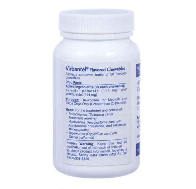 Virbantel Chewable Tablets for Medium/Large Dogs (25.1-200 lb)