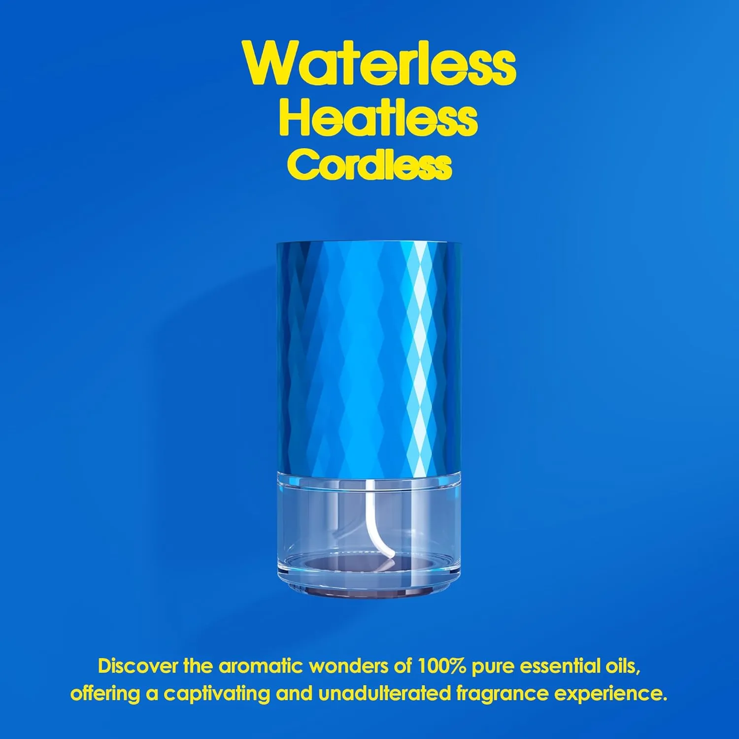Waterless Diffuser Essential Oil 100mL Capacity Scent Air Machine for Home Aromatherapy Nebulizer Premium Metal Battery Operated 3 Mist Settings Timers Color Light AN3 Blue