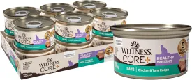 Wellness CORE  Healthy Weight Pate Adult Wet Cat Food, Natural, Protein-Rich, Grain Free, 2.8 Ounce, 12 Pack (Chicken & Tuna)