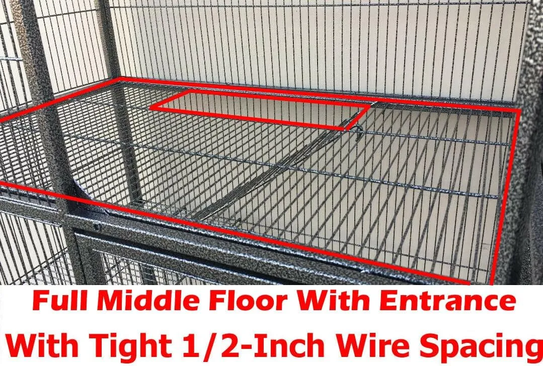 X-Large 31"x18.5"x53.5"H 4-Tiers Deluxe Two Full Story Double Unit Double Large Front Doors Tight 1/2-Inch Wire Spacing for Feisty Ferret Hammock Chinchilla Cat Sugar Glider Critter Cage On Wheels