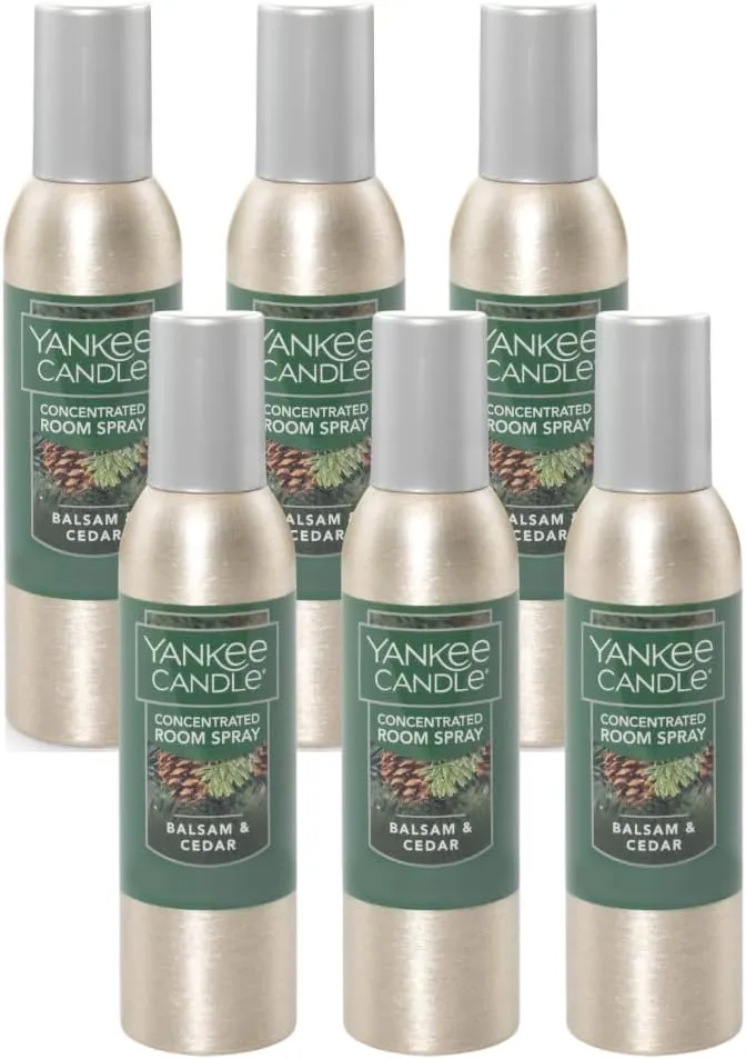 Yankee Candle Concentrated Air Freshener Room Spray, Odor Eliminator for Home, Bathroom, Balsam & Cedar, 1.5 Oz (Pack of 6)