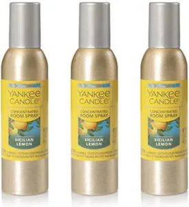 Yankee Candle Concentrated Air Freshener Room Spray, Odor Eliminator for Home, Bathroom, Sicilian Lemon, 1.5 Oz (Pack of 3)