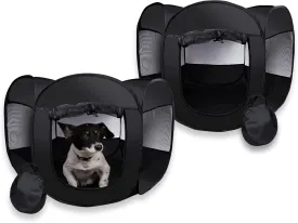 ZONETECH Portable Fold-able Pet Playpen Tent  Medium Size Premium Quality Indoor Outdoor Mesh Open Air Exercise Pop-Up Cage for Dogs and Cats (2 Pack)